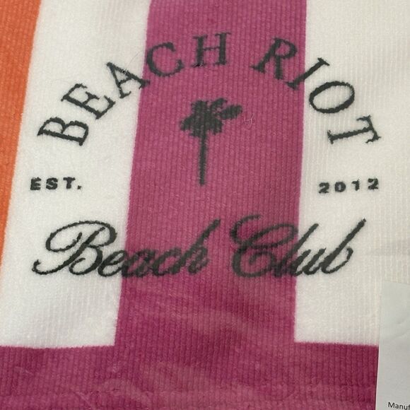 BEACH RIOT Beach Club Beach Towel Pink/Orange/ White Striped NEW 30"x68" - Picture 2 of 4